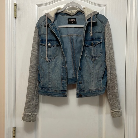 Juniors Sweater-Denim Jacket - Picture 1 of 10